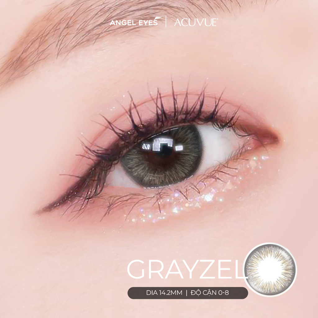 Kính áp tròng 1 ngày màu xám tự nhiên Grayzel - ACUVUE Define Angel Eyes  độ cận 0-9 giãn nhẹ 14.2mm