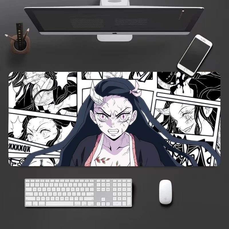 Miếng lót chuột dòng Demon Slayer | Nghệ thuật Anime Tanjiro & Nezuko | Thảm trải bàn cao su chống trượt | Kích thước mở rộng để chơi game / văn phòng