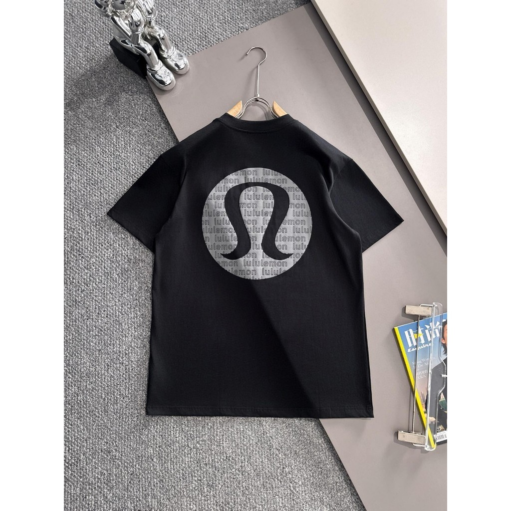 Áo thun ngắn tay mùa hè mới của Lululemon làm bằng cotton nguyên chất in logo chữ, thương hiệu thời trang mùa hè dành cho nam và nữ