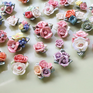 Phong Cách Retro Gốm Hoa Niêm Phong Men Mạ Màu Hoa Nhỏ Nơ Tự Làm Handmade Cô Dâu Phụ Kiện Tóc Ốp Lưng Điện Thoại Phụ Kiện