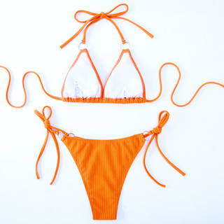 Đồ Bơi Nữ Màu Kẹo Đan Dây Hai Mảnh Bikini Đồ Bơi
