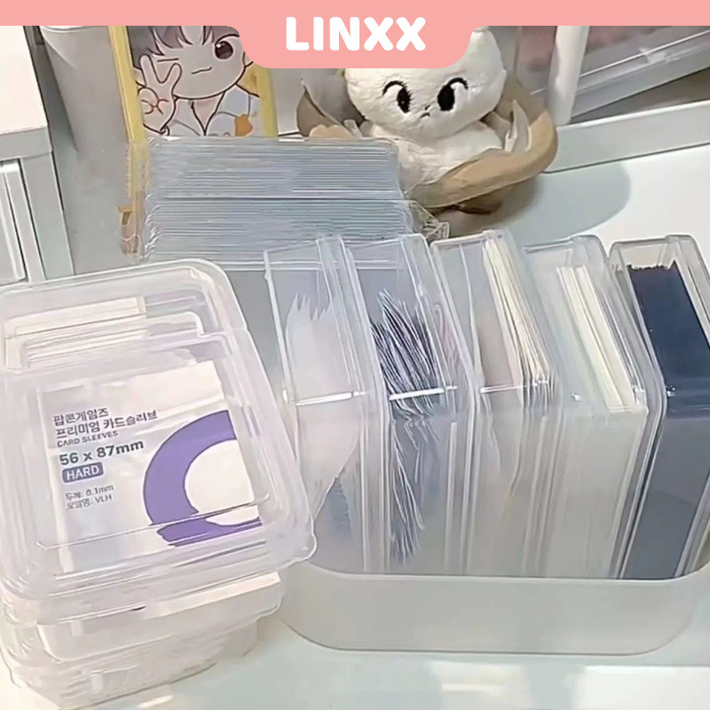 Linxx Hộp lưu trữ lật trong suốt Hộp lưu trữ tay ngô Hộp nhựa Mini Photocard Lomo Card Organizer Case