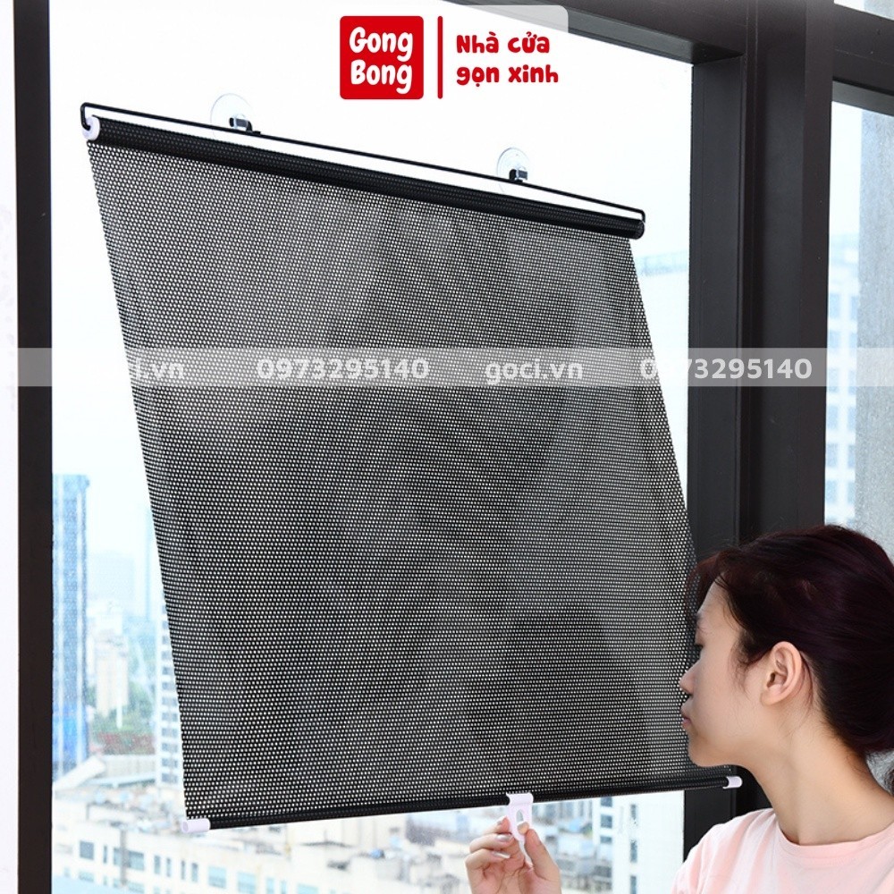 Rèm dán che chắn nắng cuộn gọn dán tường cửa sổ phòng ngủ cửa kính ô tô ...