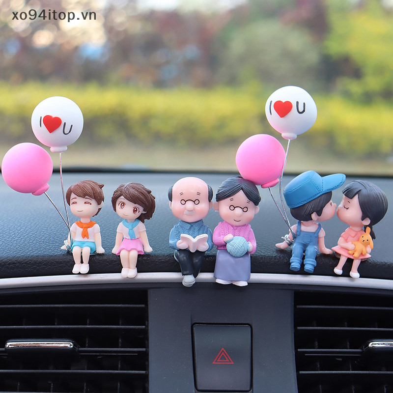 Xoitop Hoạt Hình Dễ Thương Phụ Kiện Ô Tô Đôi Di Chuyển Được Bóng Búp Bê Dễ Thương Xe Đồ Trang Trí Hôn Cặp Búp Bê Trang Trí Ô Tô Đồ Trang Trí VN