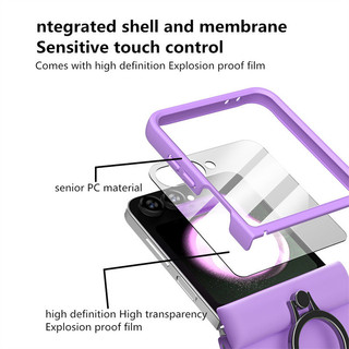 Dành Cho Samsung Galaxy Z Flip 6 Z Flip 5 Vỏ Sang Trọng Nhiều Màu Sắc Thân Thiện Với Da Mờ Gấp Bản Lề Vòng Giá Đỡ Có Gương Phim Chống Sốc Bìa Cứng