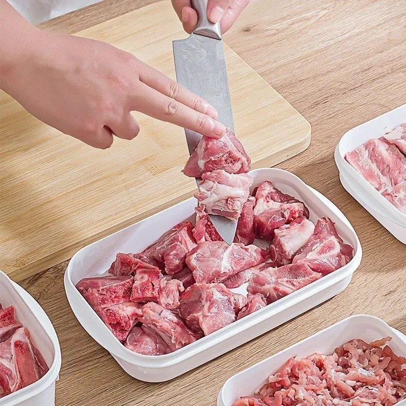 Tủ lạnh bằng nhựa 3 kích thước Hộp giữ tươi có nắp / Hộp đựng kín thịt đông lạnh