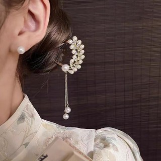 Kẹp tóc hình chữ U bằng tre kim loại với phụ kiện tóc tua dài cổ điển cao