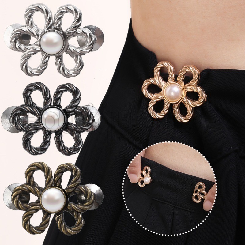 [Nổi bật] Khóa thắt lưng hoa - Hiện vật cố định quần jean - Quần bó thắt lưng - Nút kim loại - Kẹp thắt lưng - Liền mạch, có thể điều chỉnh, có thể tháo rời, tái sử dụng - Pin váy
