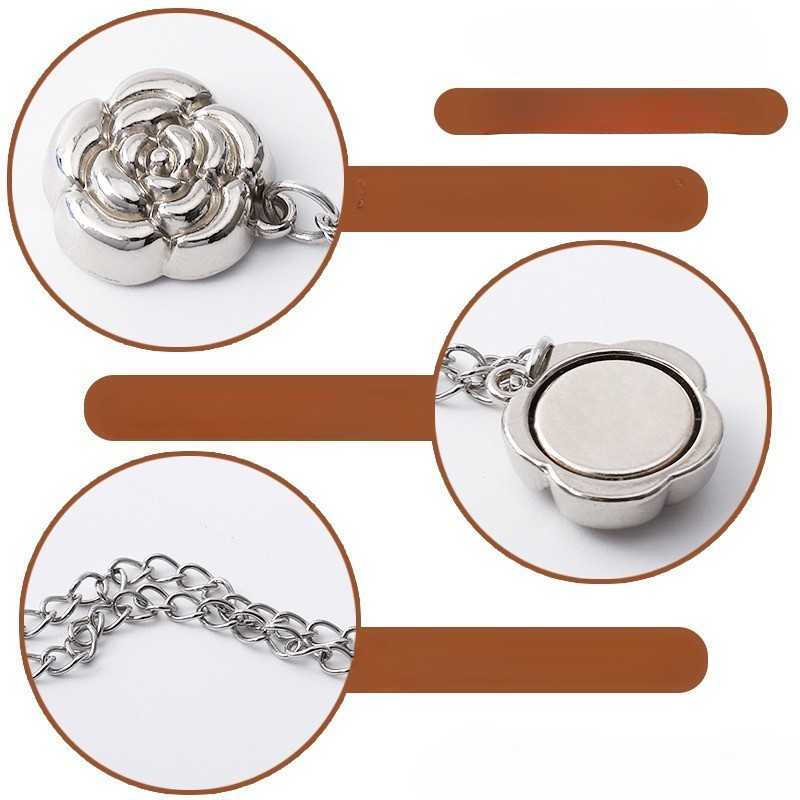 [Yunyuan] Hoa Hồng Khóa Từ Tính Trang Sức Hồi Giáo Khăn Trùm Đầu Khóa Dây Xích Mạnh Camellia Thắt Lưng Quần Áo Khóa