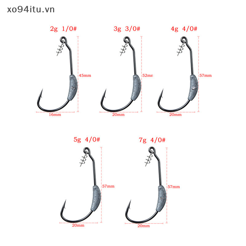 XOITU lộ Jig Crank Móc thép gai 2g 2.5g 3g 4g 5g 7g 9g Crank Offset Móc câu cá Móc câu cá Phù hợp cho giàn khoan Texas Câu cá VN