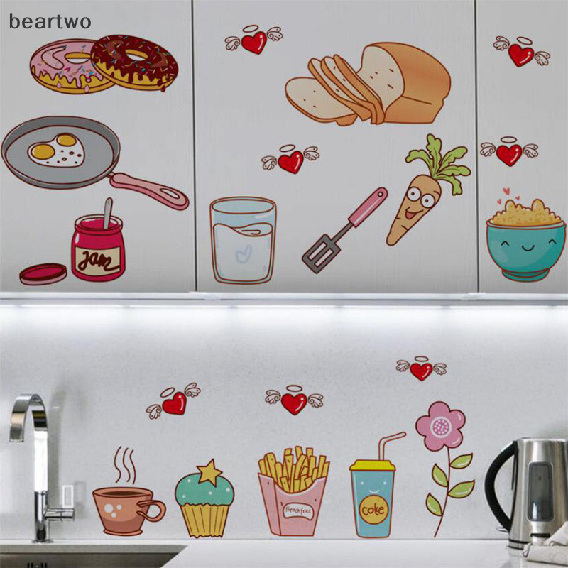 < Beartwo > Phim Hoạt Hình Nhà Bếp Tủ Lạnh Cửa Dán Trang Trí Thực Phẩm Trái Cây Có Thể Tháo Rời Miếng Dán Tường Dán Tường Trên Tường Đẹp