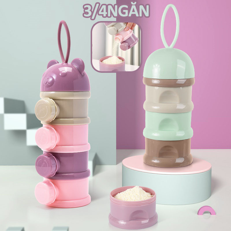 【3/4ngăn】Hộp chia sữa độc lập，Hộp chia sữa，Hộp chia sữa 3 tầng và 4 tầng tiện dụng cho bé，có quai cầm rất tiện lợi