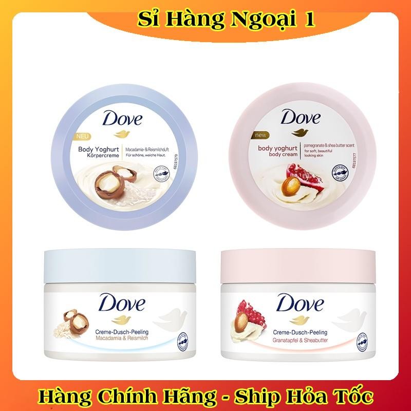 Bộ Dưỡng thể/Tẩy da chết toàn thân Dove Body Youghurt giúp trắng da và mềm mịn của Đức - DATE MỚI ĐỦ BILL
