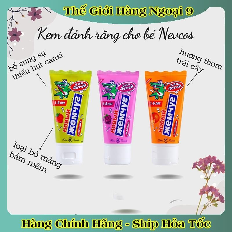[DATE MỚI] Kem đánh răng trẻ em Nga 1-6 tuổi Nevcos/New Pearl tuýp 50ml