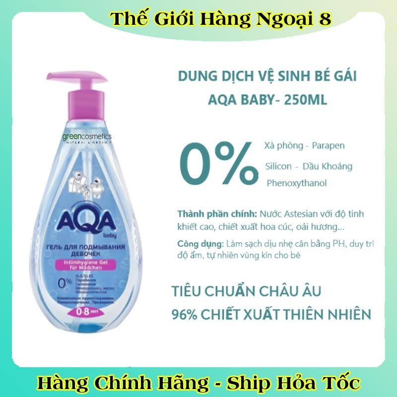 [DATE MỚI] Dung dịch vệ sinh AQA BABY cho bé từ sơ sinh 0+ đến 8 tuổi 250ml của Nga