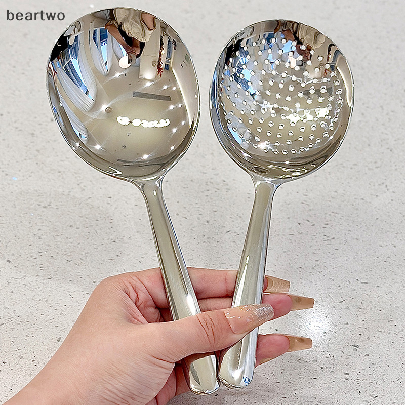 < Beartwo > Chốt Inox Để Phục Vụ Súp Cơm Thìa Phục Vụ Lỗ Thoát Nước Tay Cầm Cách Nhiệt Dụng Cụ Nhà Bếp Để Sử Dụng Hàng Ngày Đẹp