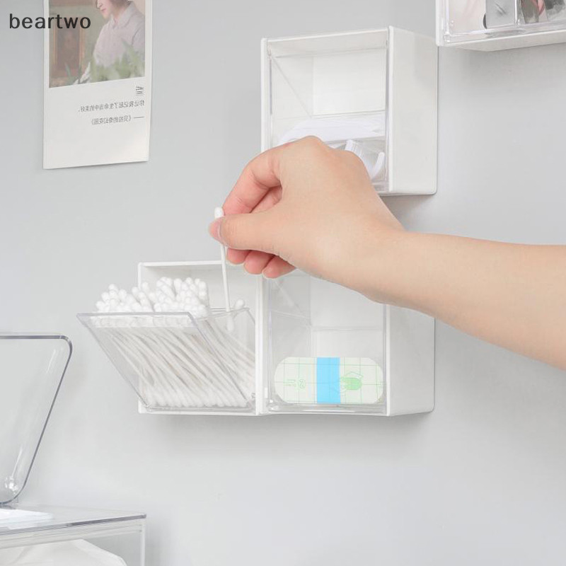 < Beartwo > 1 / 2 Chiếc Treo Tường Hộp Bảo Quản Dính Nhỏ Trang Sức Hộp Đựng Nhựa Chống Bụi Phòng Tắm Tổ Chức Cho Khăn Bông Trang Điểm Đẹp