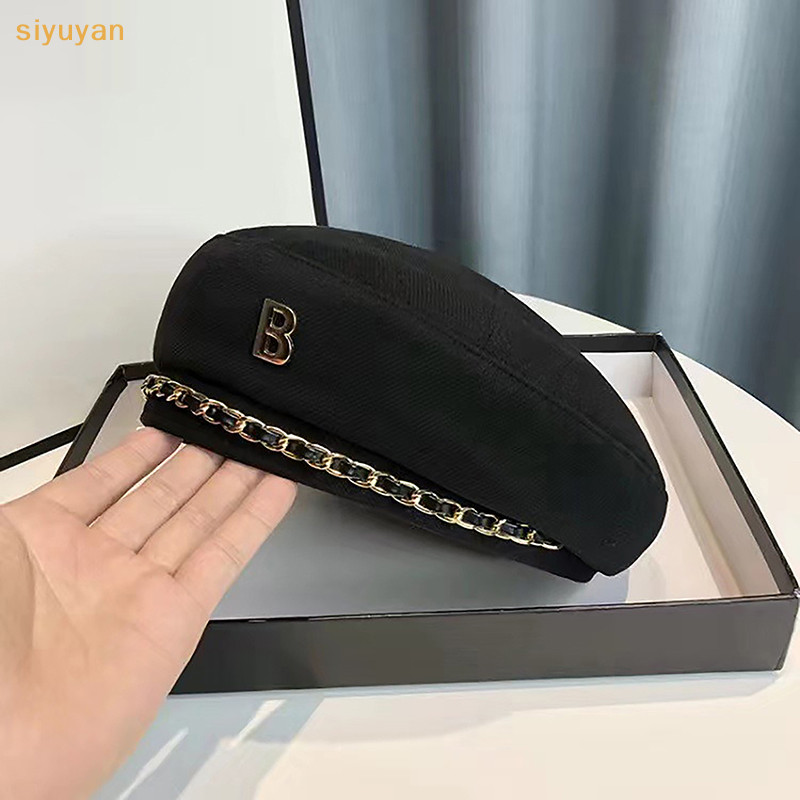 Siyuyan Cotton Nữ Mũ Nồi Mùa Đông Mũ Vintage Pháp Kẻ Sọc Top Mũ Họa Sĩ Mũ Thu Đông Phố Hình Bát Giác Mũ Nồi VN