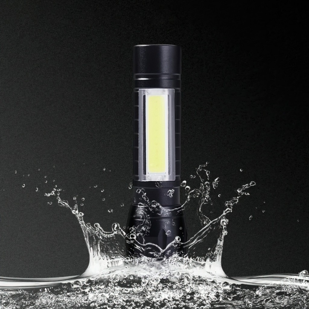 Đèn pin siêu sáng mini có Zoom xa gần, 3 chế độ sáng có móc treo tiện dụng tặng kèm hộp đựng, đèn pin mini cầm tay FE123