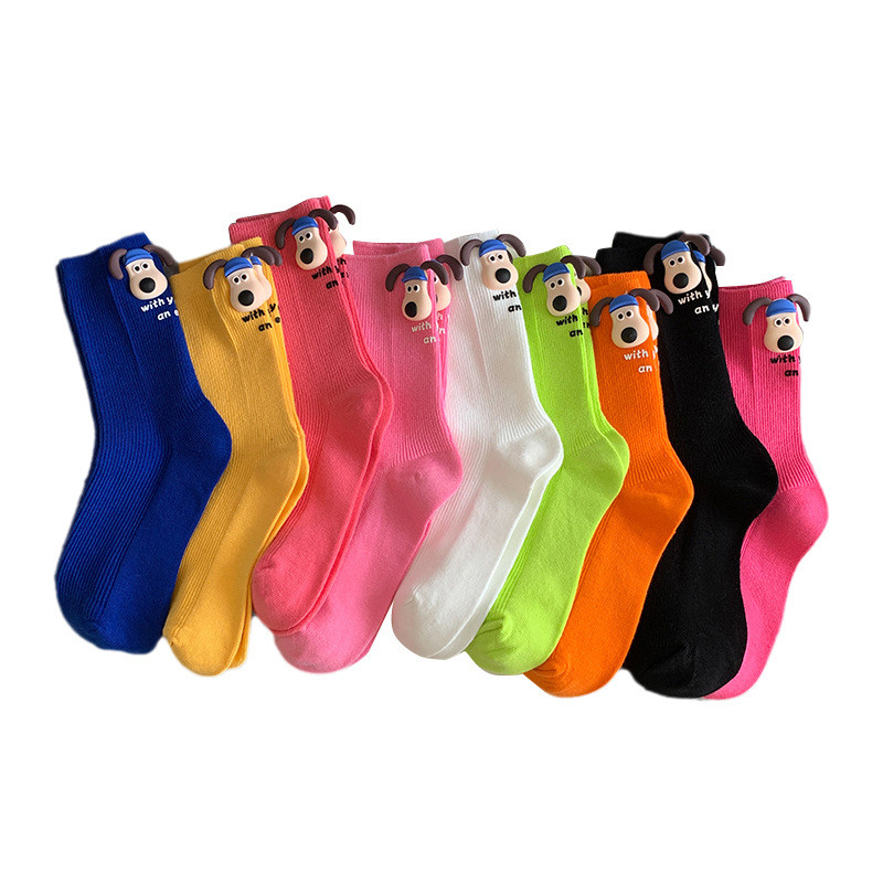 Tất Nữ Nhiều Màu Sắc Cotton Giữa Ống Hoạt Hình ins Phong Cách