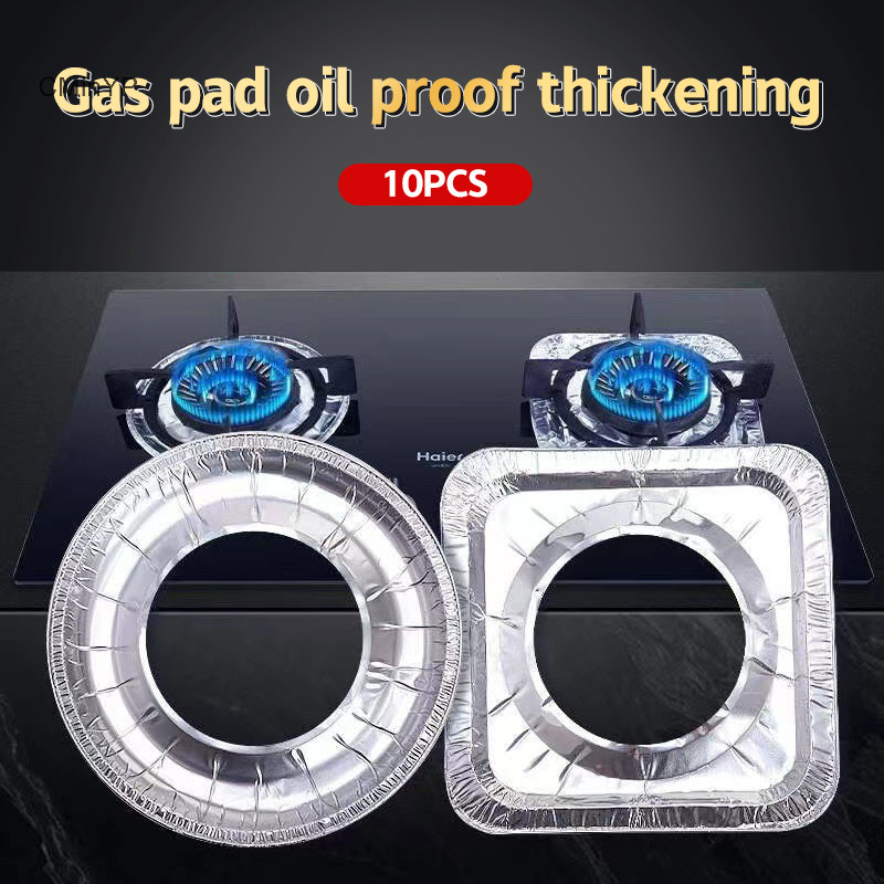Cminyp 10 Cái / bộ Vỏ Lá Nhôm Dày Bếp Gas Chống Dầu Miếng Lót Bảo Vệ Vỏ Chống Vệ Sinh Miếng Lót Nhà Bếp Làm Sạch Phần Vinh Quang