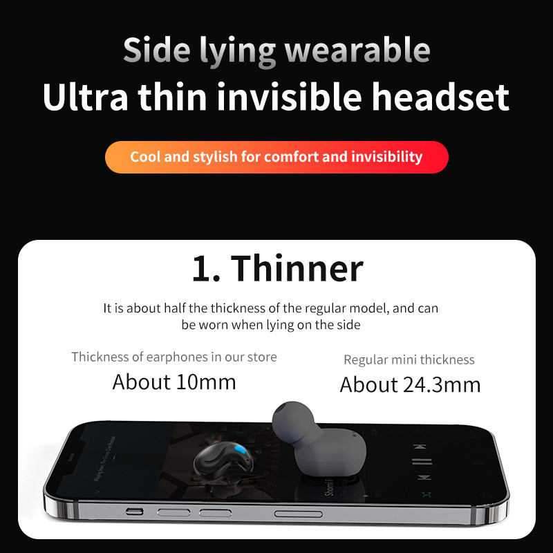 Tai nghe không dây Mini X55 Giảm tiếng ồn Tai nghe ngủ Tai nghe Bluetooth 5.3 HiFi Stereo Màn hình kỹ thuật số Tai nghe thể thao có Mic
