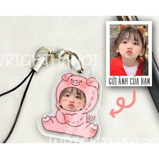 Móc đeo điện thoại, móc khóa acrylic in theo yêu cầu ghép mặt linh thú cute cặp đôi, mẹ và bé quà tặng ý nghĩa đáng yêu