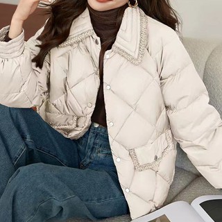 Hình Thoi Ngắn Xuống Áo Khoác Nữ Mùa Đông Nhỏ Rời Nhẹ Áo Khoác Nữ Phong Cách Mới Có Đệm Áo Khoác