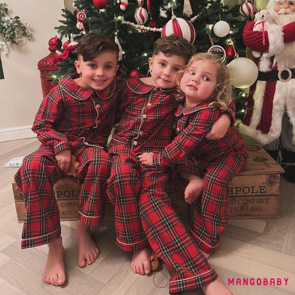 Bộ đồ ngủ Giáng sinh cho bé gái MG-Kids Áo dài tay kẻ sọc có quần lưng ...