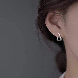 S925 Bạc Hình Học Vòng Bông Tai Đơn Giản Trang Sức Thời Trang Nữ Quà Tặng Học Sinh