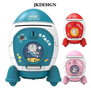Jkdesign Heo Đất, Hộp Tiền Hình Tên Lửa Không Gian Dễ Thương, Nhựa Sáng Tạo Đa Năng Có Nhãn Dán Hoạt Hình Hộp Đựng Tiền Đồ Chơi Quà Tặng Trẻ Em
