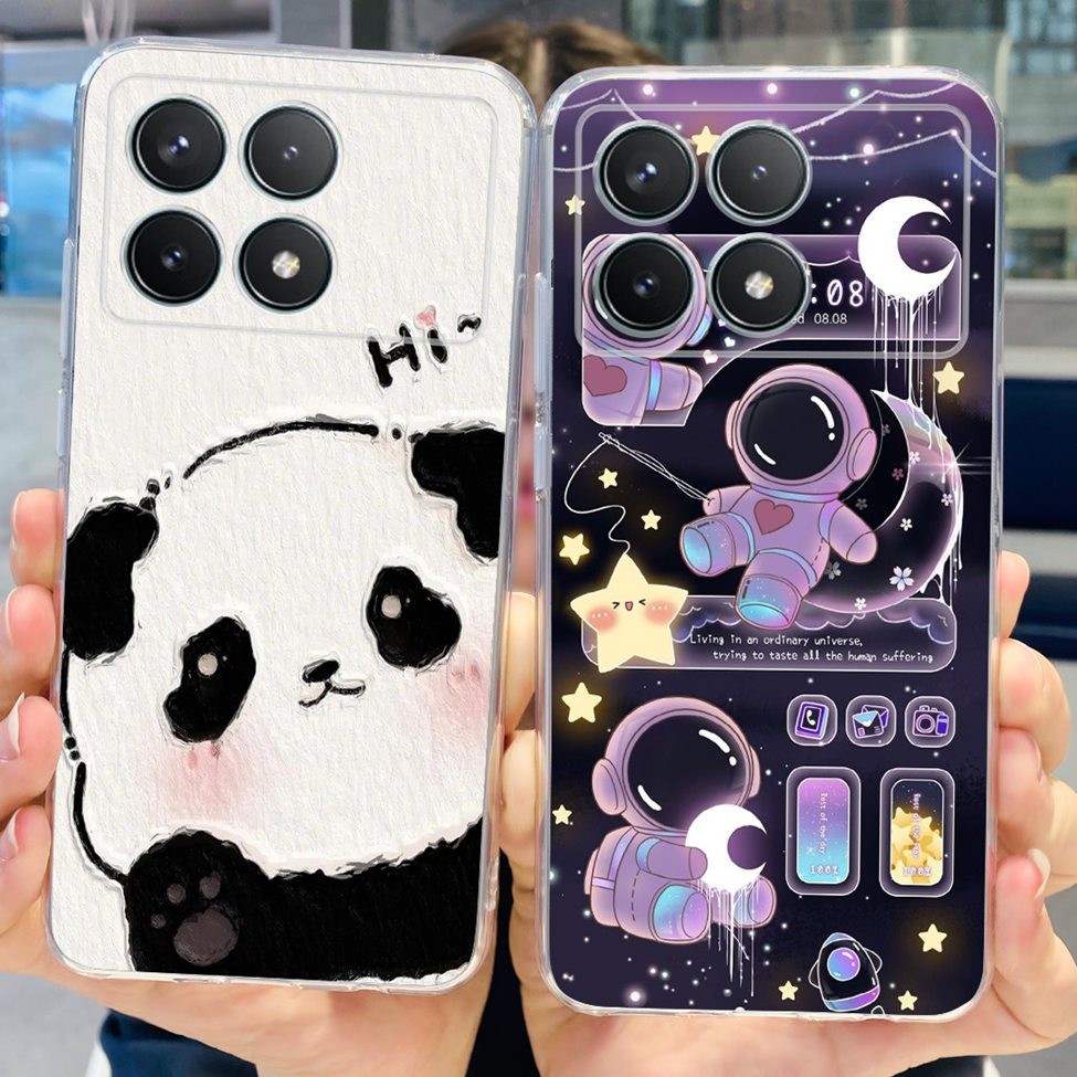 Ốp lưng Redmi K70 K70E K70Pro Thẩm mỹ trong suốt Vỏ nhựa TPU mềm hình gấu trúc dễ thương Redmi K70 Pro Vỏ điện thoại trong suốt