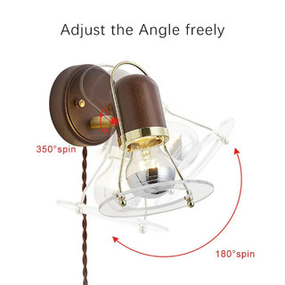 Đèn Tường Kéo Công Tắc Kính Chụp Đèn Bằng Gỗ Thân Đèn Led Sconce Thích Hợp Cho Phòng Khách Phòng Ngủ Nhà Hàng