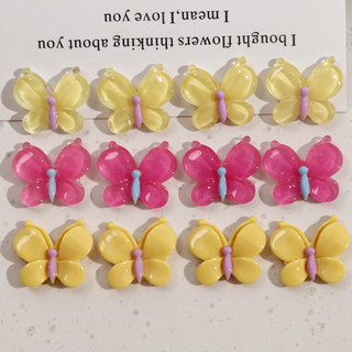 Dễ Thương Ngọt Ngào Mô Phỏng Bán Trong Suốt Màu Vàng Sáng Nhỏ Nhựa Bướm Bông Tai Kẹp Tóc Vỏ Điện Thoại Miếng Dán Trang Sức DIY