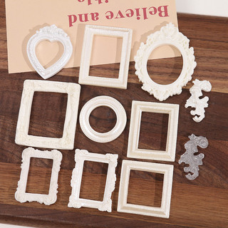 Baroque phong cách ngọc trai bạc trắng Tình Yêu hình học hình chữ nhật Kem khung ảnh DIY phụ kiện trang sức vật liệu bán buôn
