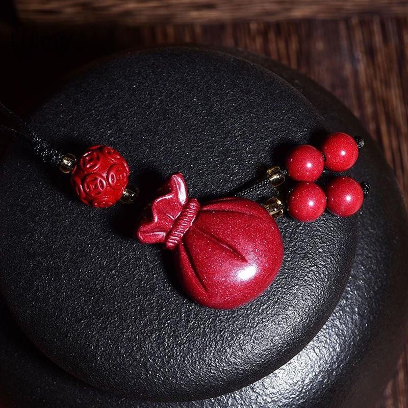 Luimo Handmade Trung Quốc Cinnabar Cáo Túi Đựng Tiền Bầu Cho Túi Điện Thoại Di Động Unisex Mặt Dây Chuyền Thời Trang Quà Tặng SBS