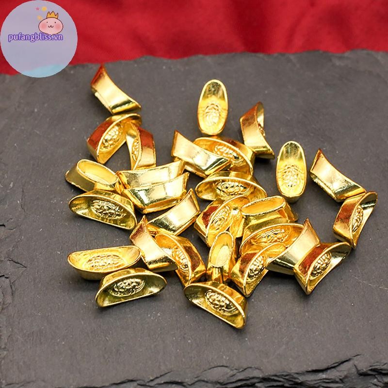 Pufangbliss 10 thỏi Vàng Trung Quốc Yuan Bao Giàu Có Tượng Vàng Thỏi Trang Trí Trang Trí Năm Mới Thanh May Mắn Tiền Thịnh Vượng VN