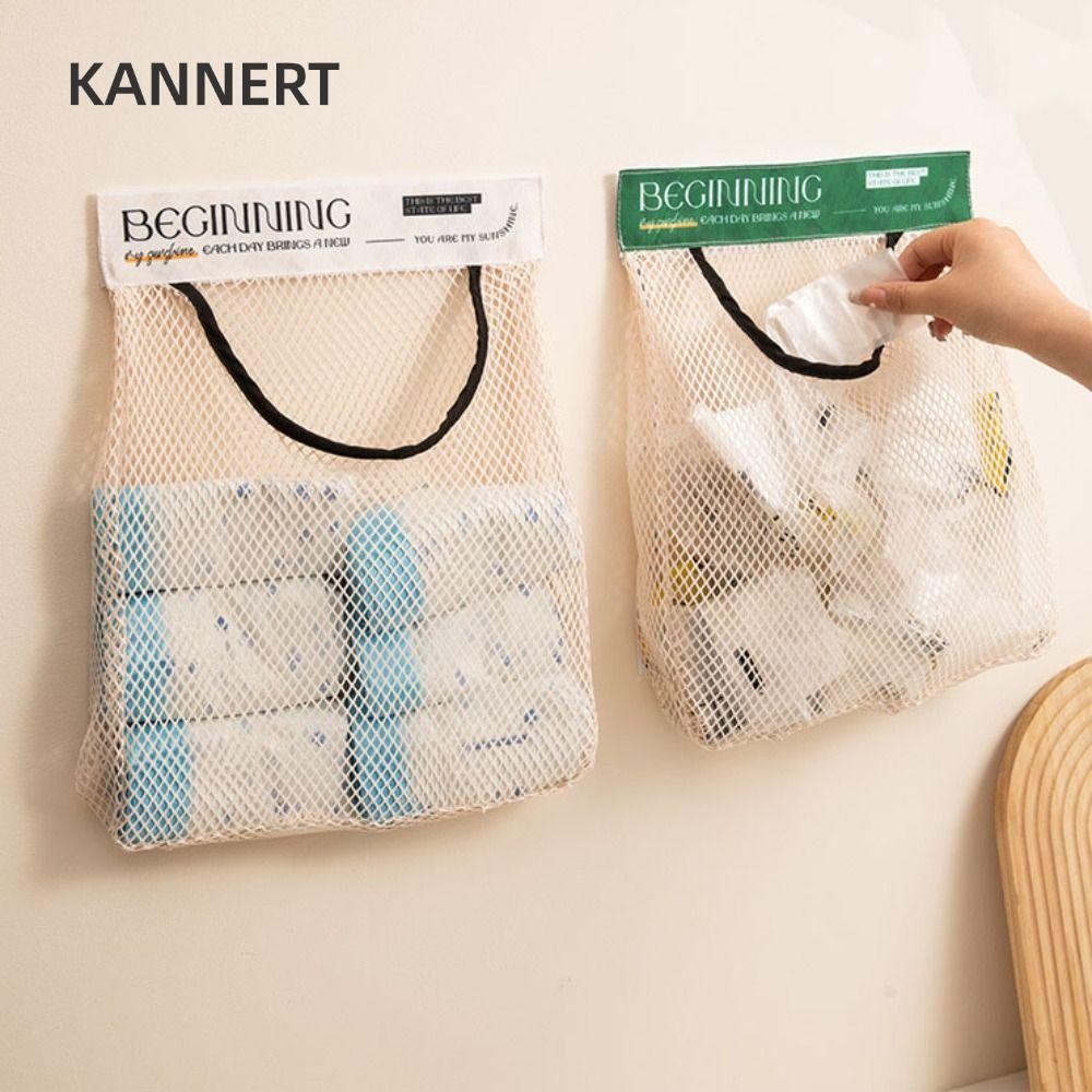 Túi lưới treo nhà bếp KANNERT, Túi đựng rau quả bằng vải Polyester treo tường, Túi đựng đồ tái sử dụng dung tích lớn