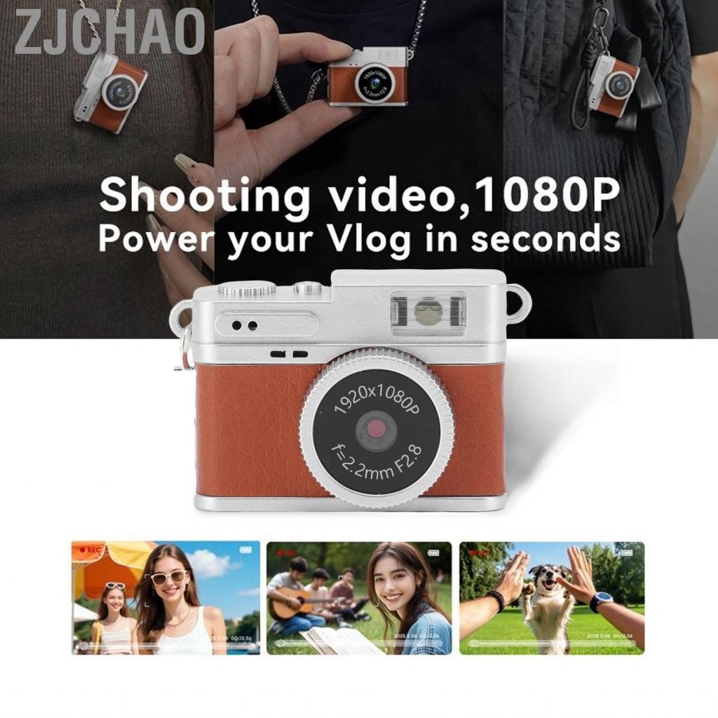 Zjchao Máy ảnh kỹ thuật số retro của Bewinner 1080p FHD Keychain với màn hình màu 0,96 inch được tích hợp trong bộ lọc 6 bộ lọc Vlogging di chuyển di động cho người mới bắt đầu (màu xanh lá cây)