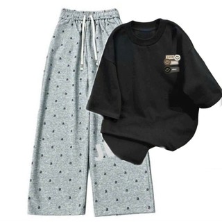 Tổng hợp các sét bộ quần hoạt tiết nơ+mix áo phông Form rộng cotton - LUCKY-