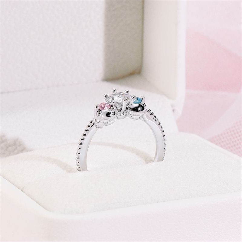 KIKILALA Moissanite Series-Gemini Nhẫn Kim Cương Đơn Nữ Hoạt Hình Dễ Thương Hàng Hóa Nhẫn