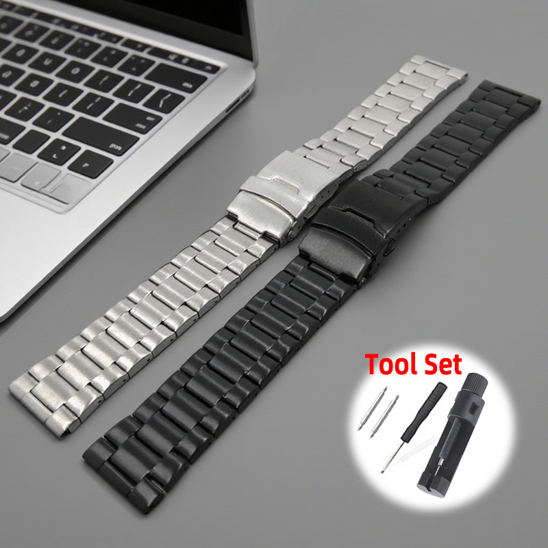 Diver Thép Không Gỉ Dây Đeo Đồng Hồ 20 Mm 22 Mm Ba Hạt Flat End Lặn Đồng Hồ Vòng Tay Cho Nam Nữ Dây Đeo Đồng Hồ Kim Loại Dây Đeo Tay