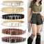 Thắt lưng đinh tán BAMBOOB, Thắt lưng da phong cách Punk Rock Star Eyelet Gothic, Thắt lưng khóa chốt đôi Hip Hop