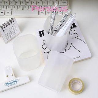 MEGOCE 1 Cái Đựng Bút Chì, Hộp Đựng Bút Nhựa Mờ, Mini Tối Giản Để Bàn Sắp Xếp Bàn Chải Đứng Hộp Bảo Quản Trang Điểm