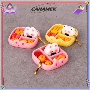 CANAMEK 1 Bộ Trẻ Em Giả Vờ Chơi Đồ Chơi Mô Phỏng Bữa Ăn Cơm Thu Nhỏ Playset Dễ Thương Sáng Tạo Thực Tế Trang Trí Di Động Bento Mô Hình Thực Phẩm CSF