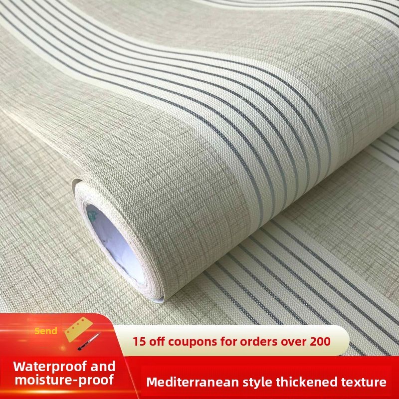 Pvc Dày Tự Dính Giấy Dán Tường Màu Cao Cấp Đóng Gói Phim Chống Thấm Nước Tường Giấy Dán Tường Phòng Ngủ Nền Phòng Khách Hấp Thụ Độ Ẩm Thoáng Khí Dọc Sọc Trang Trí