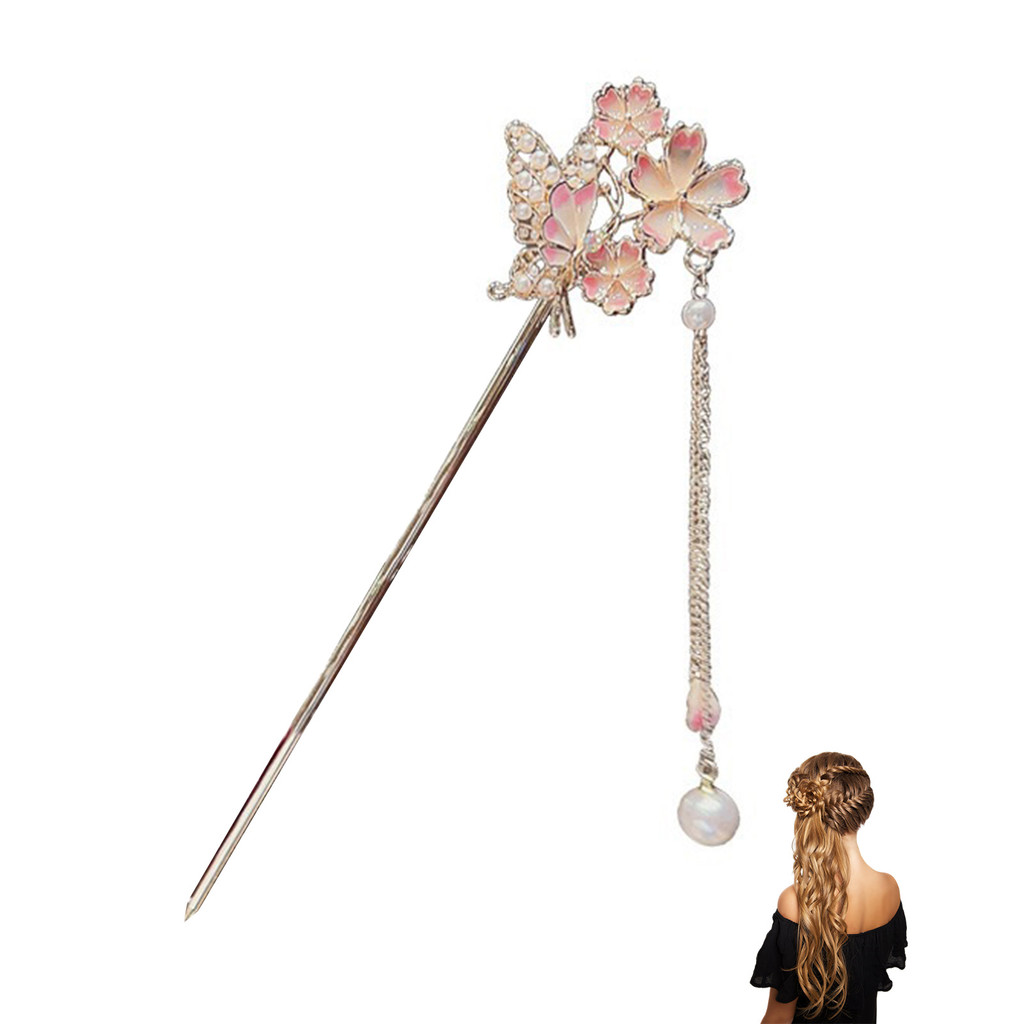 Phụ kiện tạo kiểu tóc thanh lịch - Tóc chignon dài thẳng với tua rua handmade