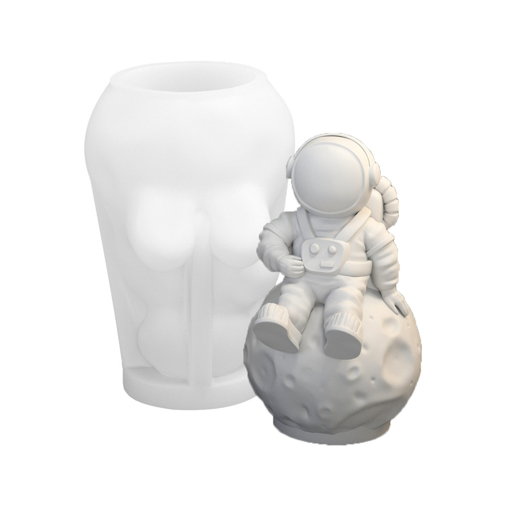 DIY Mặt Trăng Phi Hành Gia Khuôn Silicon Hoạt Hình Tên Lửa Spaceman Hương Liệu Thạch Cao Hiển Thị Trang Trí Bóp Đồ Chơi Nộp Khuôn