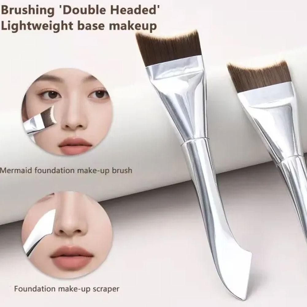 Bàn chải nền hai đầu Kem che khuyết điểm siêu mỏng Công cụ cọ trang điểm Contour Face Makeup Y0a8