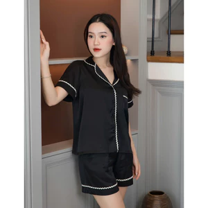 BỘ LỤA NHẬT THIẾT KẾ ĐEN REN TRẮNG